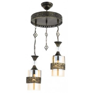 METAL and GLASS WHITE PATINE AND ANTIQUE COLOR COATED CHANDELIER 32 CM DIAMETER LOAD: 60 CM